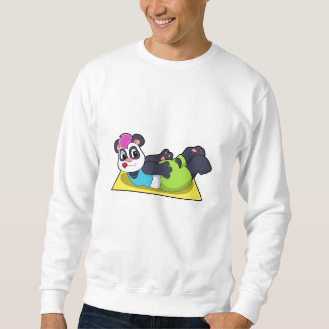 Panda på Yoga på Yoga-mattan Lång Ärmad Tröja (Framsida)