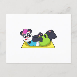 Panda på yoga på yogamatta vykort