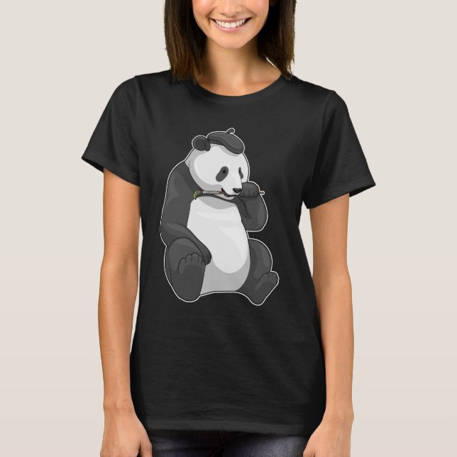 Panda Painter Paint-pensel T Shirt (Framsida)