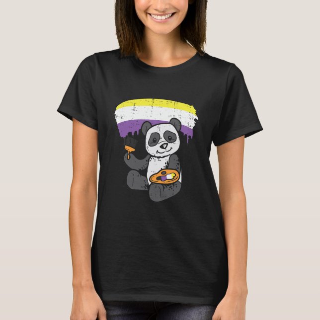 Panda Painting Animal Lgbtq Nonbinary T Shirt (Framsida)