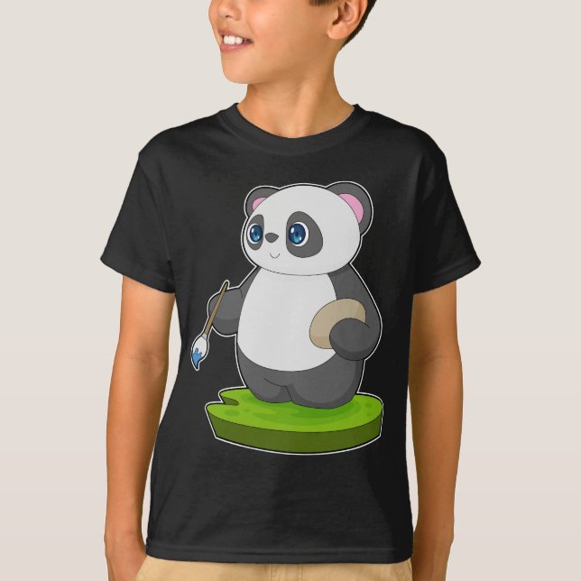 Panda Painting Paint-pensel T Shirt (Framsida)