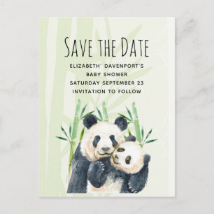 Panda Pair-paret Spara datum för babyduschen Inbjudan Vykort