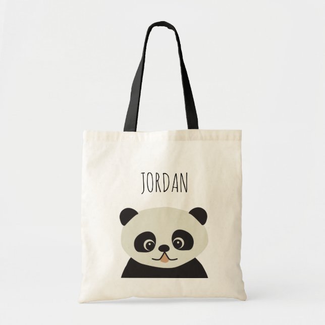 Panda Pal: Personlig Panda Illustration Tote Ba Tygkasse (Framsidan)