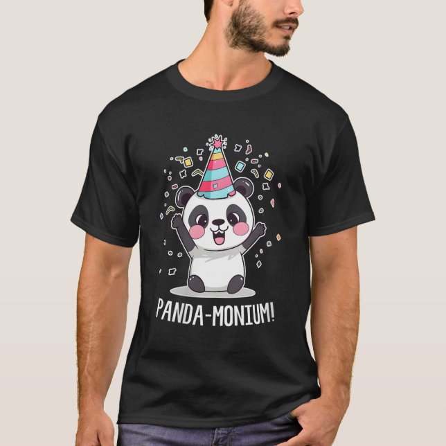 Panda Panda-Monium Animal Pun Kawaii Coon T Shirt (Framsida)