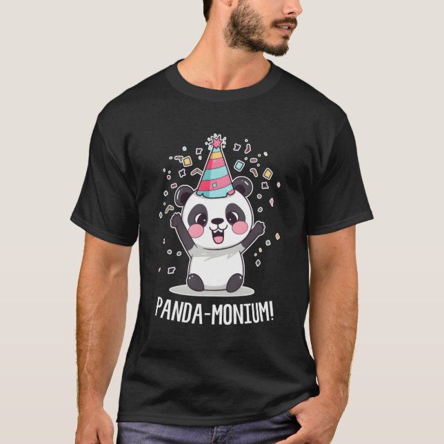 Panda Panda-Monium Animal Pun Kawaii Coon T Shirt (Framsida)