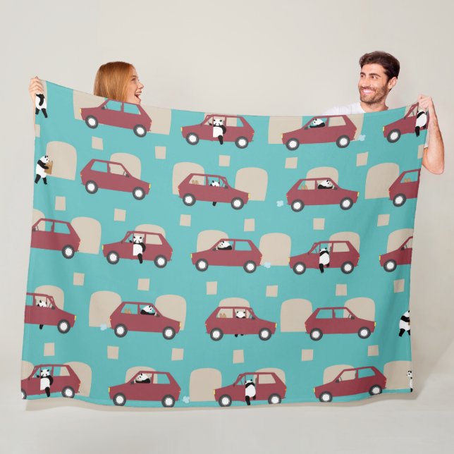 Panda Panda Pan red Fleecefilt (På plats)