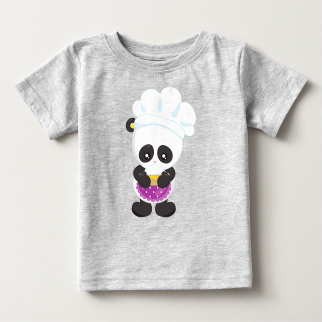 Panda, Panda, Panda med Paj, Apron T Shirt (Framsida)