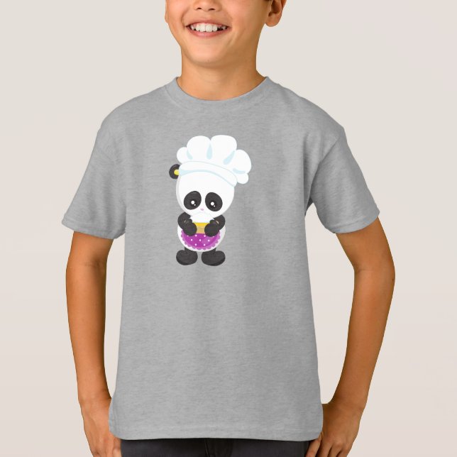 Panda, Panda, Panda med Paj, Apron T Shirt (Framsida)