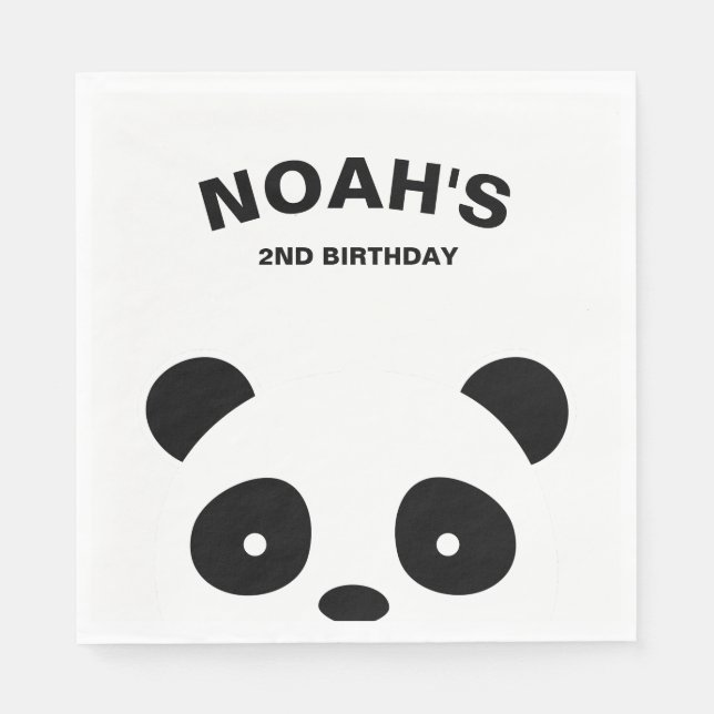 Panda Papper Napkins, Panda Födelsedagsfest Pappersservett (Framsidan)