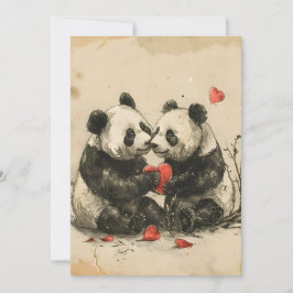 Panda-par Valentindagen Julkort
