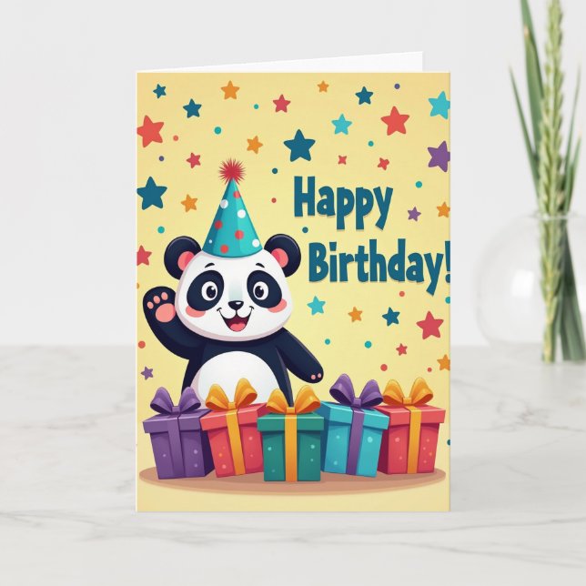 Panda Party Födelsedags Kort (Framsida)