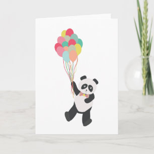 Panda Party - födelsedagspanda med ballonger Kort
