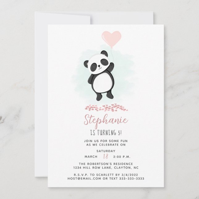 Panda Party Inbjudningar (Framsida)