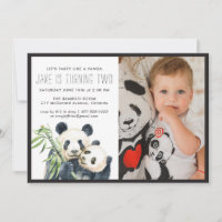 Panda Party | Monokrom och fotoinbjudan