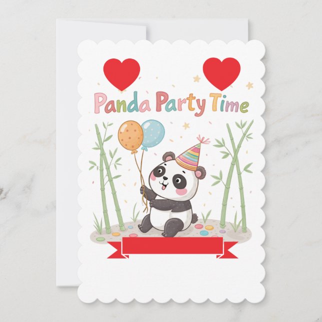 Panda Party Time Inbjudningar (Framsida)