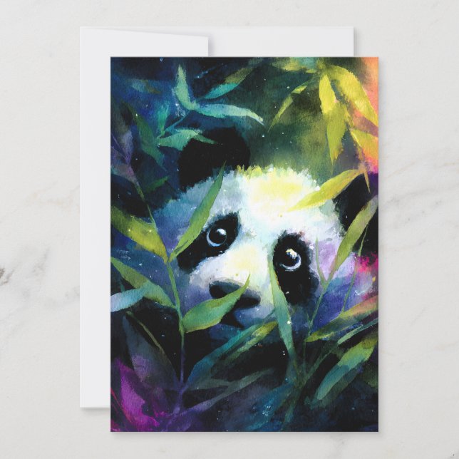 Panda Peeking Bamboo Watercolor Meddelande (Framsida)