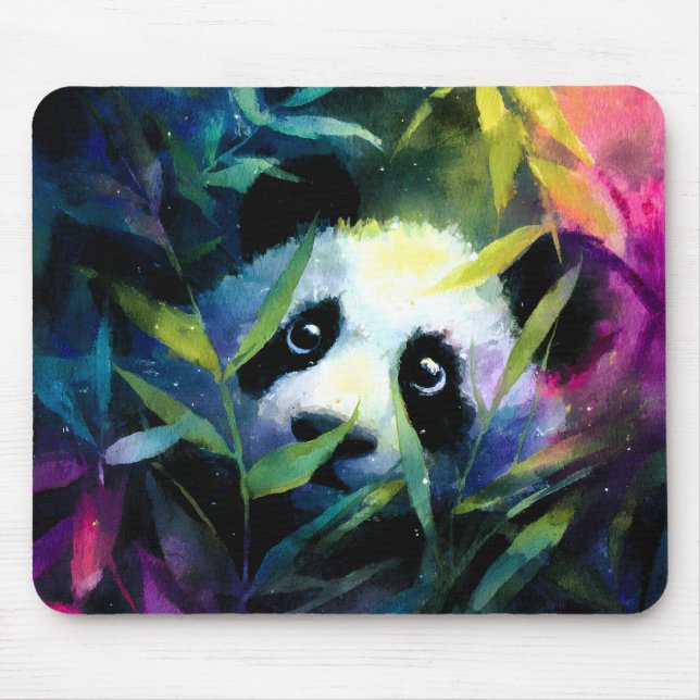 Panda Peeking Bamboo Watercolor Musmatta (Framsidan)