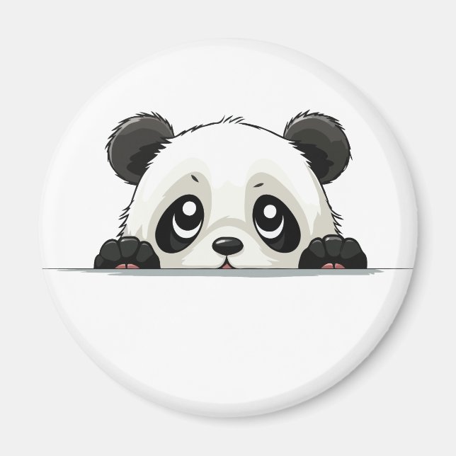 Panda Peeking Cute Adsible Funny Animal Tecknad Magnet (Framsidan)