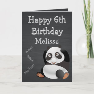 Panda Personlig Namn Barn Birthday Chalkboard Kort