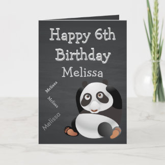 Panda Personlig Namn Barn Birthday Chalkboard Kort
