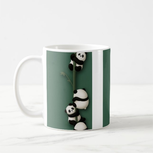 Panda Pile-Up Bamboo Balance The Panda Ladder Clim Kaffemugg (Vänster)