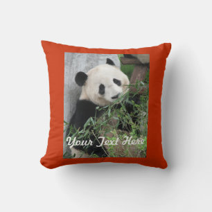 Panda Pillow, fast Orange på bakruta Kudde