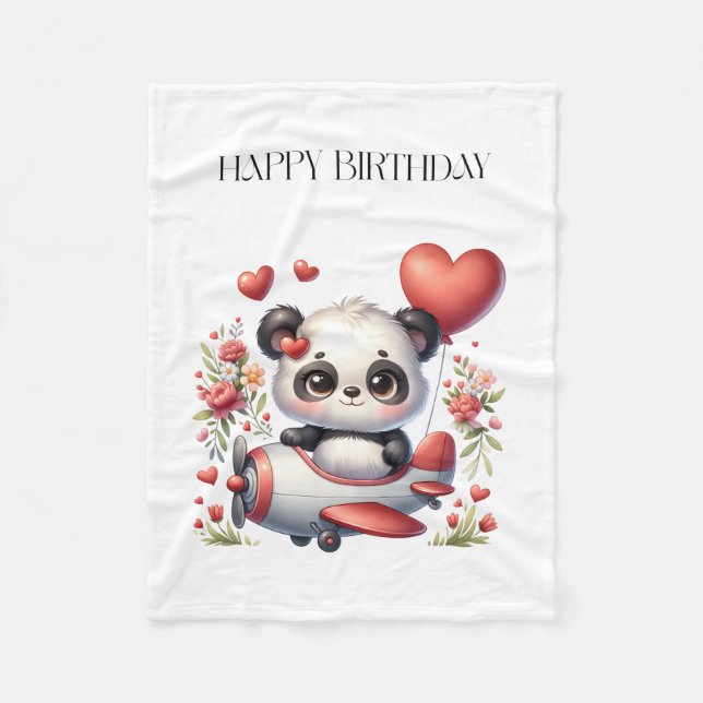 Panda Pilot Födelsedag Fleecefilt (Framsidan)