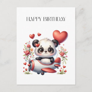 Panda Pilot Födelsedag Helg Vykort