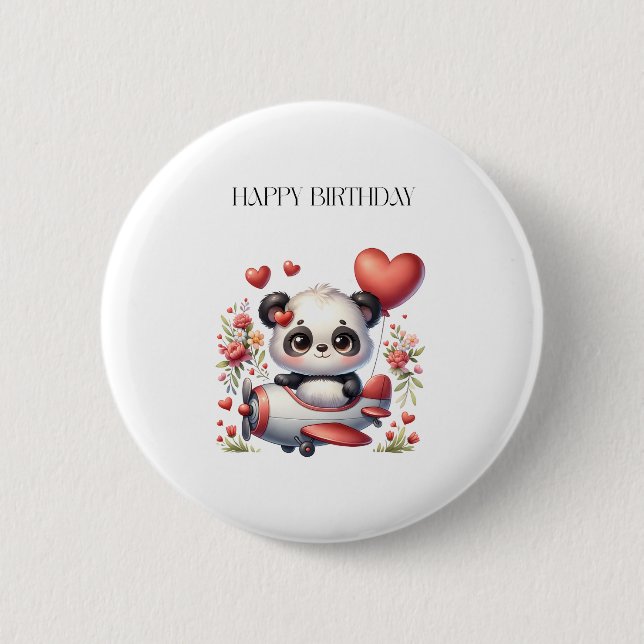 Panda Pilot Födelsedag Knapp (Framsida)