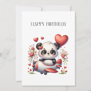 Panda Pilot Födelsedag Kort