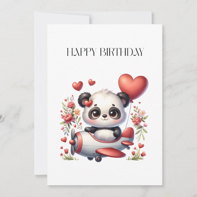Panda Pilot Födelsedag Kort (Framsida)
