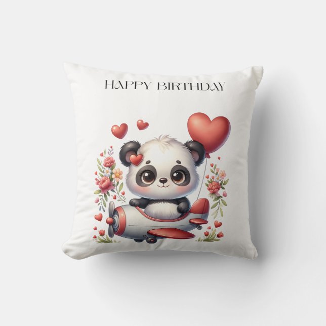 Panda Pilot Födelsedag Kudde (Framsida)