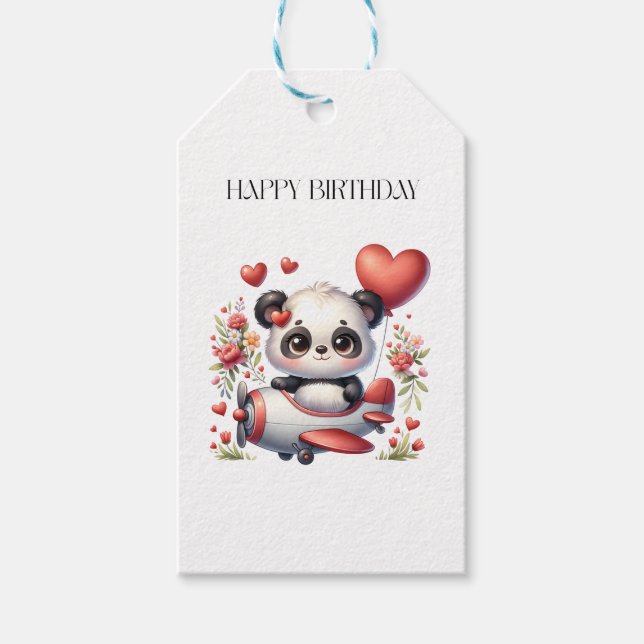 Panda Pilot Födelsedag Presentetikett (Framsidan)