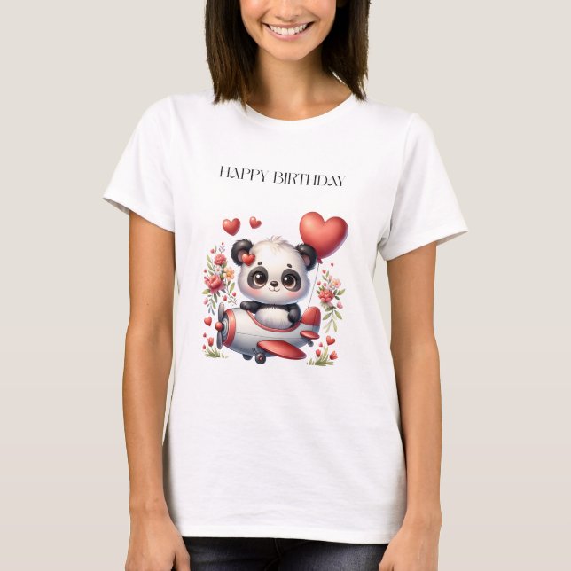 Panda Pilot Födelsedag T Shirt (Framsida)