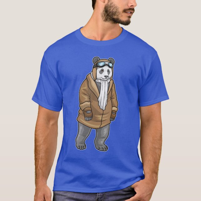 Panda Pilot Pilot hat T Shirt (Framsida)