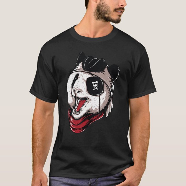 Panda Pirat Jolly Roger Flagga Skull för älskare C T Shirt (Framsida)