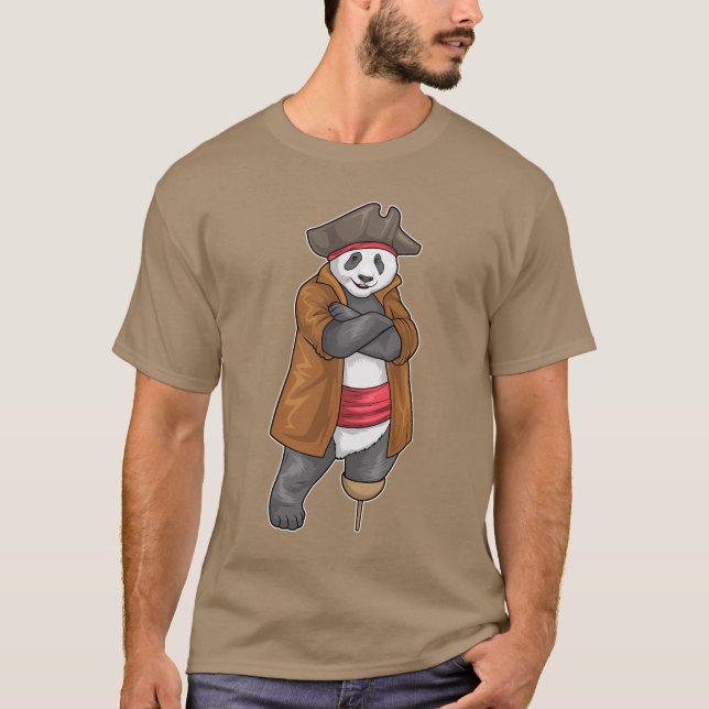 Panda Pirat Wooden leg T Shirt (Framsida)