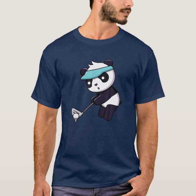 Panda Platt Golf Funny Animal Golfer Panda Bear T Shirt (Framsida)