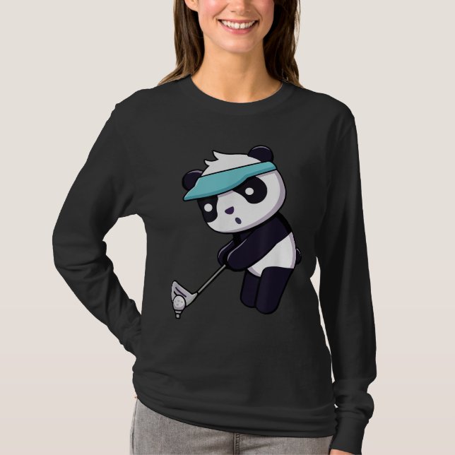 Panda Platt Golf Funny Animal Golfer Panda Bear T Shirt (Framsida)