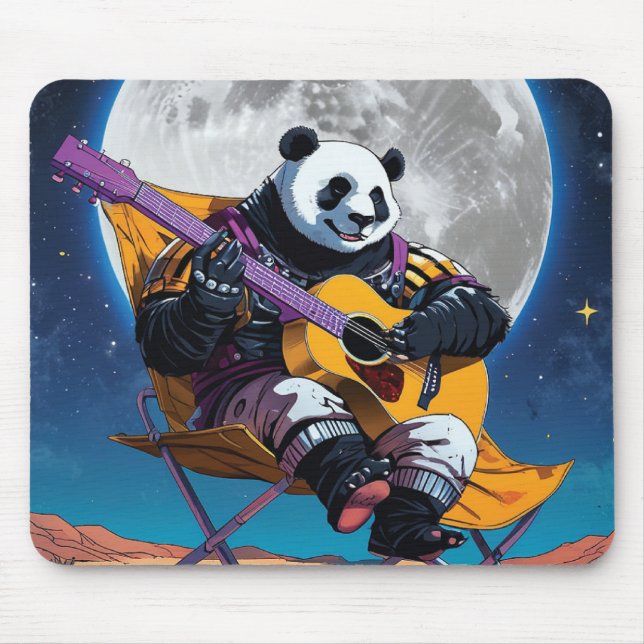 Panda Play Guitar Mouse Pad ,Desk-tillbehör Musmatta (Framsidan)