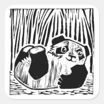 Panda Play Square Stickers, Glossy