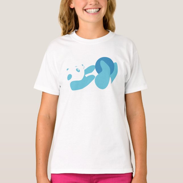 Panda Plouting (blått) Tee Shirt (Framsida)