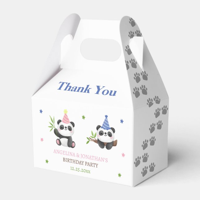 Panda Pojke och Flickas Födelsedag  Presentaskar (Framsidan Sidan)