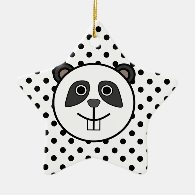 Panda Polka-prickar svartvita Julgransprydnad Keramik (Framsidan)