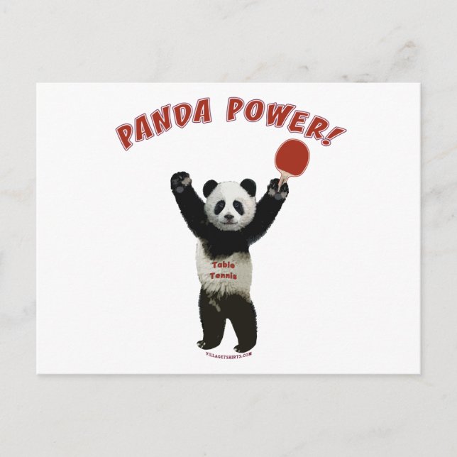 Panda Power Ping Pong Vykort (Framsida)