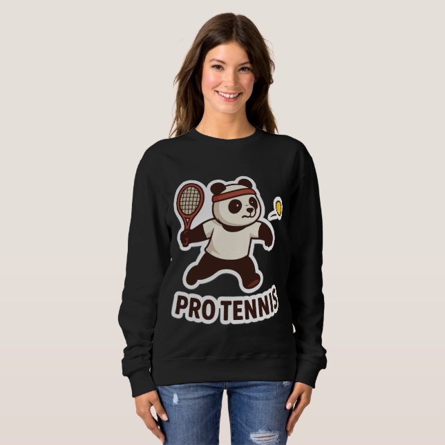 Panda Pro Tennis Sticker - Cute Sports Design T Shirt (Hel framsida)
