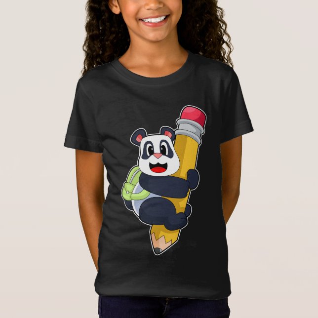 Panda Pupil Pencil T Shirt (Framsida)