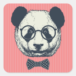 Panda Rand Fyrkantigt Klistermärke