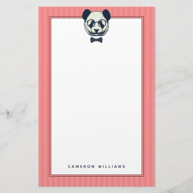 Panda Rand| Lägg till ditt namn Brevpapper (Framsida)