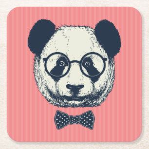 Panda Rand Underlägg Papper Kvadrat